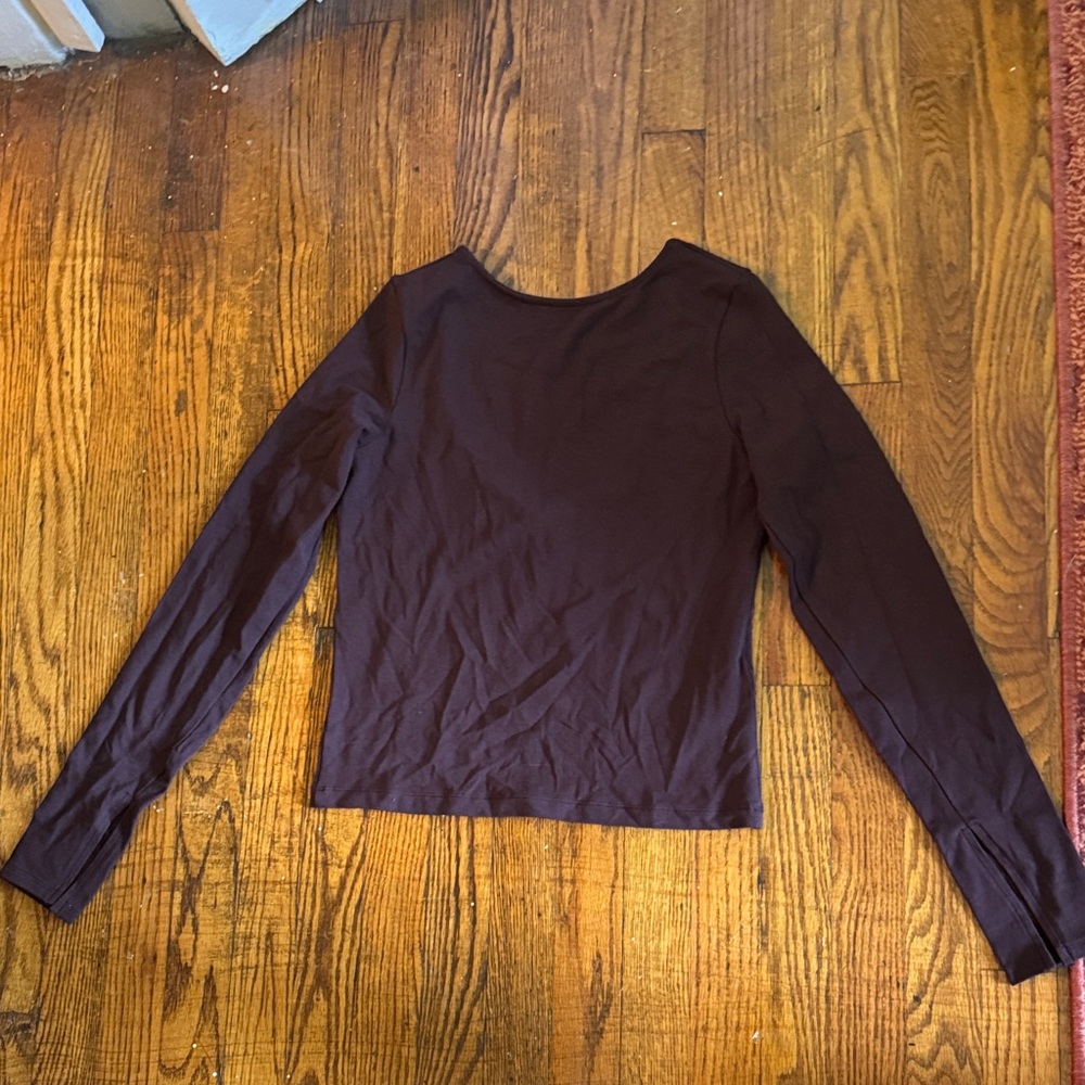 Madewell Long Sleeve Scoop Neck Top - Dark Brown